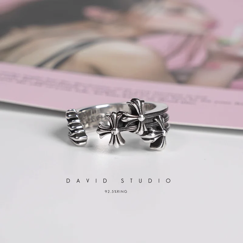 Chrome Hearts Cross Ring - Gothic 925 Sterling Silver Jewelry | David Studio