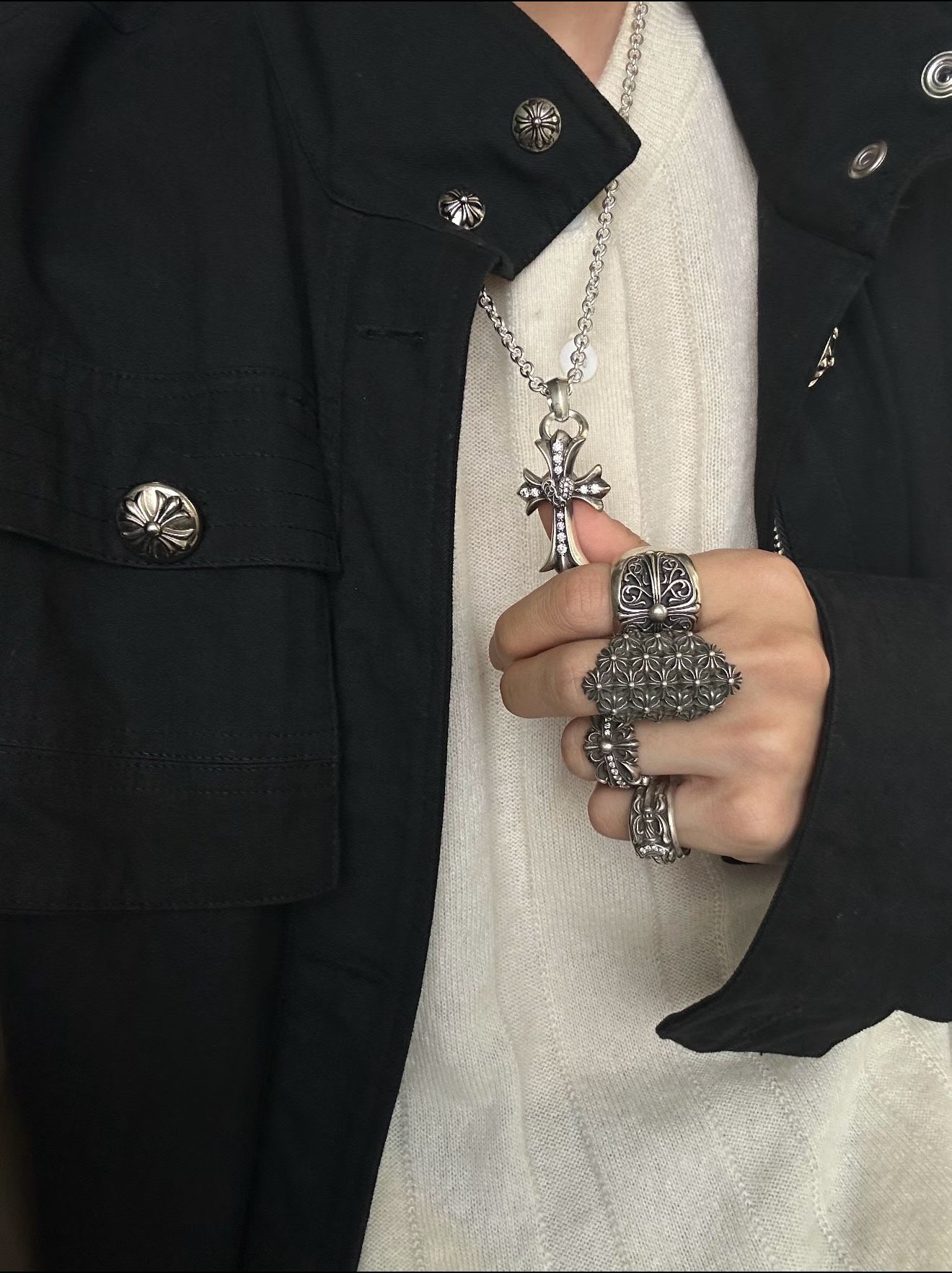 Chrome Hearts Cross Ring - Gothic 925 Sterling Silver Jewelry | David Studio