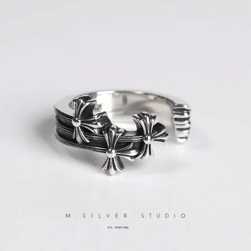 Chrome Hearts Cross Ring - Gothic 925 Sterling Silver Jewelry | David Studio