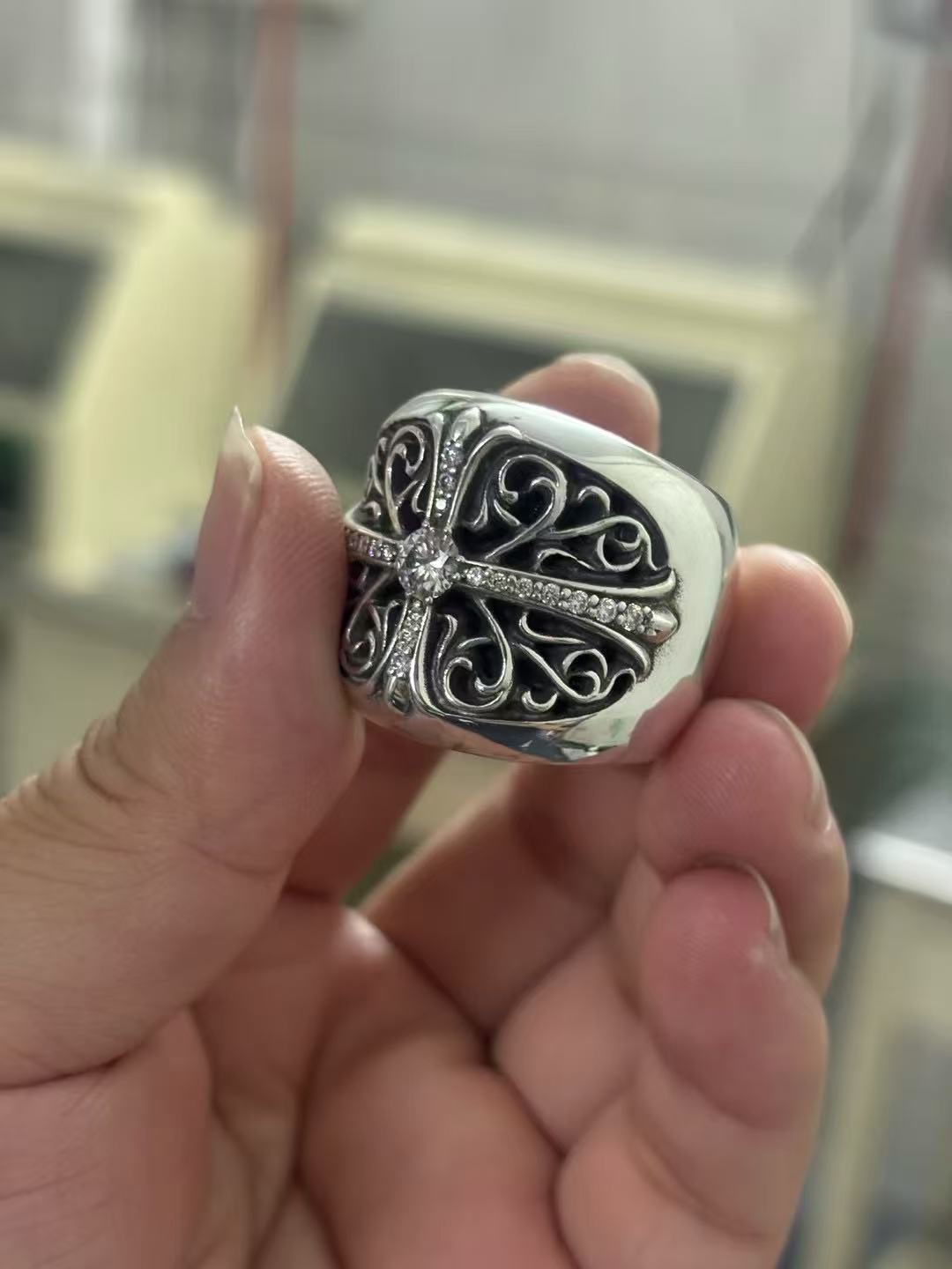 Chrome Hearts Cross Ring - Gothic 925 Sterling Silver Jewelry | David Studio