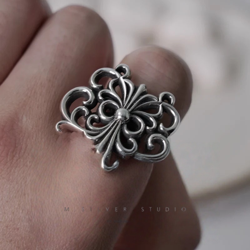 Chrome Hearts Cross Ring - Gothic 925 Sterling Silver Jewelry | David Studio
