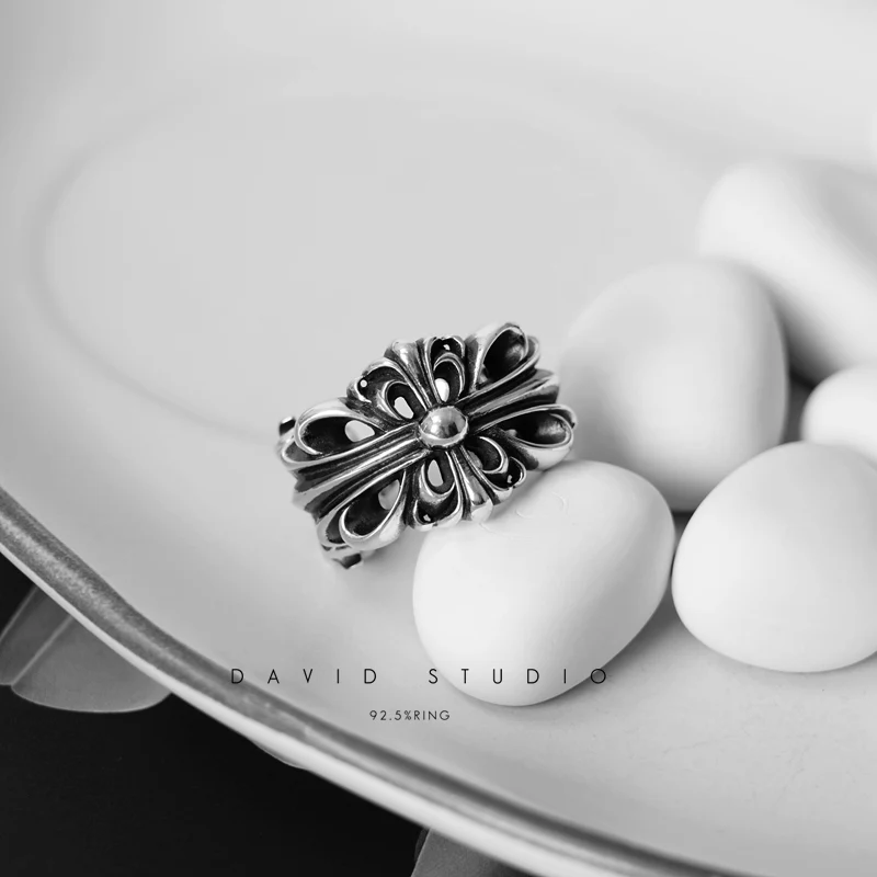 Chrome Hearts Cross Ring - Gothic 925 Sterling Silver Jewelry | David Studio