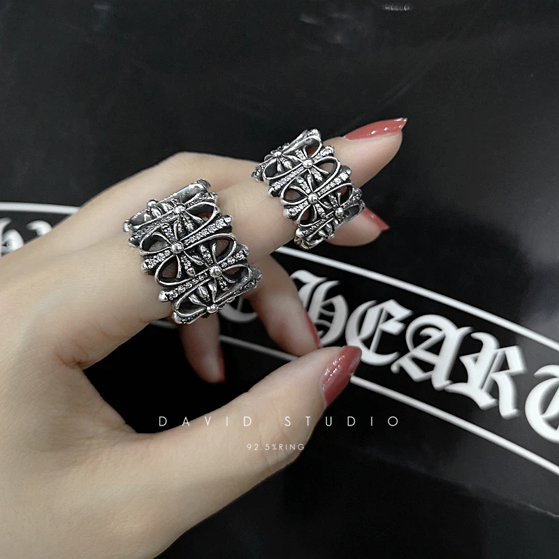 Chrome Hearts Cross Ring - Gothic 925 Sterling Silver Jewelry | David Studio