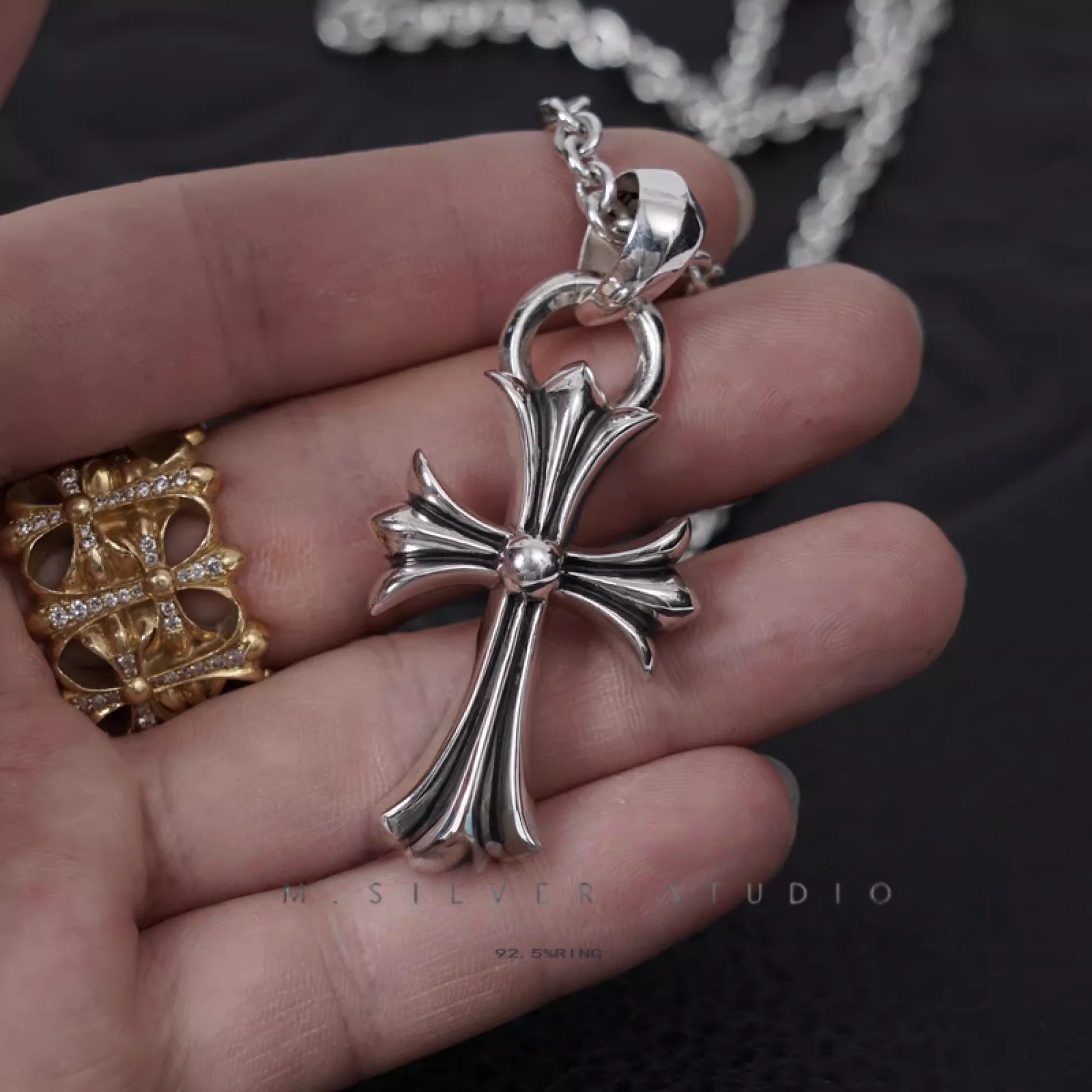 Chrome Hearts Cross Ring - Gothic 925 Sterling Silver Jewelry | David Studio