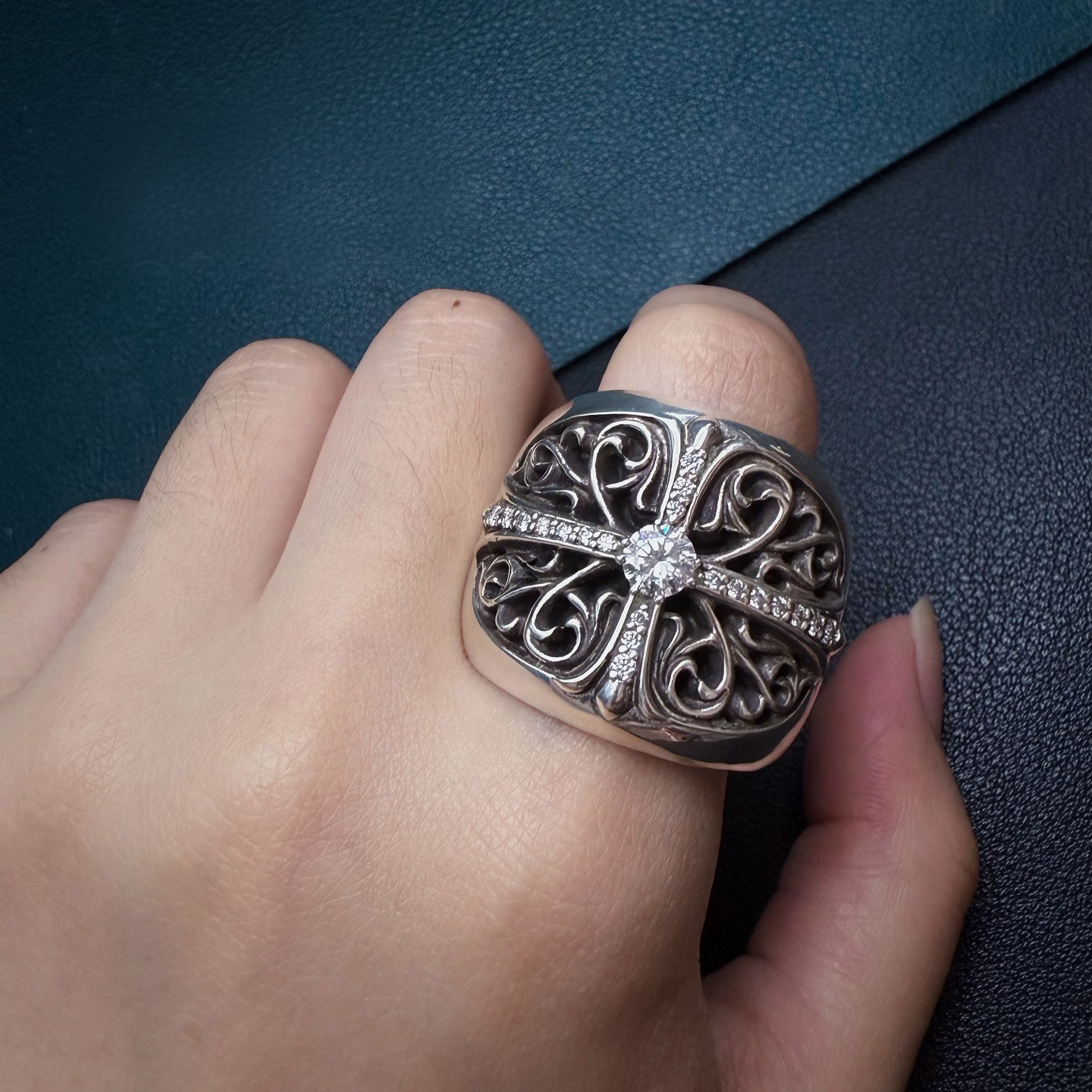 Chrome Hearts Cross Ring - Gothic 925 Sterling Silver Jewelry | David Studio