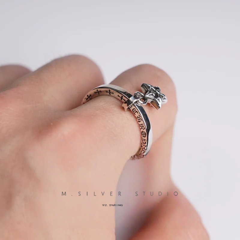 Chrome Hearts Cross Ring - Gothic 925 Sterling Silver Jewelry | David Studio