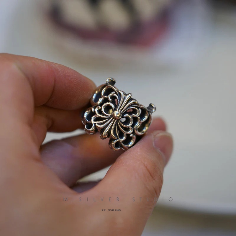 Chrome Hearts Cross Ring - Gothic 925 Sterling Silver Jewelry | David Studio