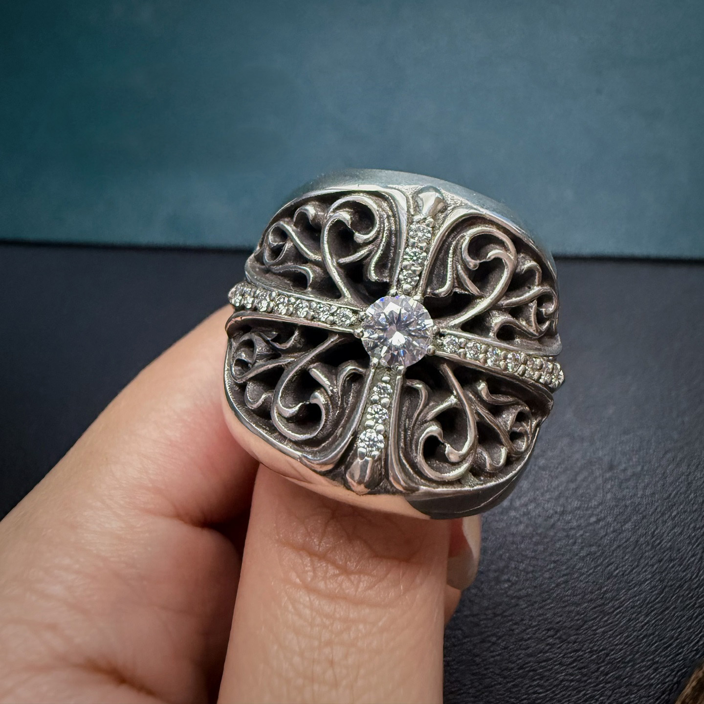 Chrome Hearts Cross Ring - Gothic 925 Sterling Silver Jewelry | David Studio