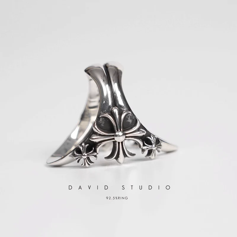 Chrome Hearts Cross Ring - Gothic 925 Sterling Silver Jewelry | David Studio