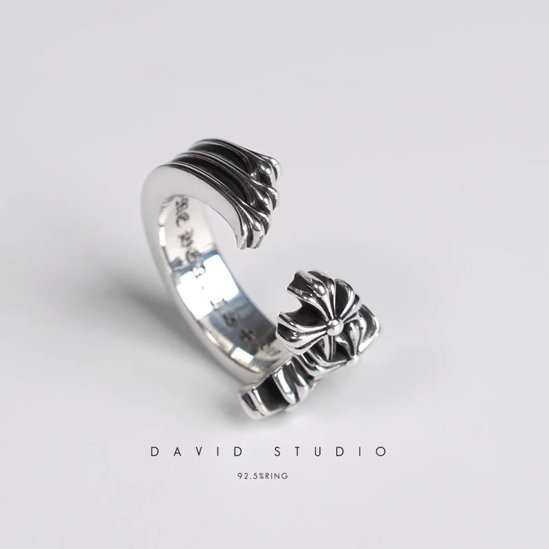 Chrome Hearts Cross Ring - Gothic 925 Sterling Silver Jewelry | David Studio