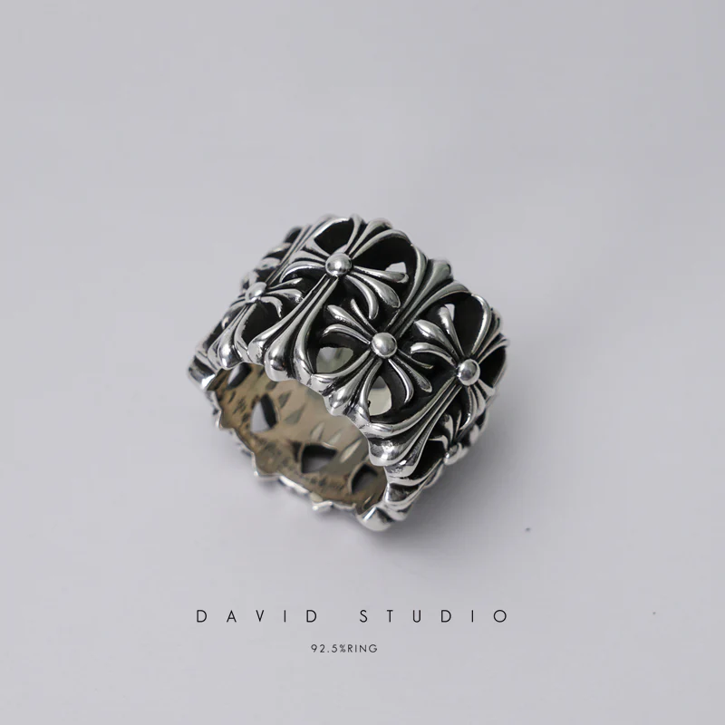 Chrome Hearts Cross Ring - Gothic 925 Sterling Silver Jewelry | David Studio