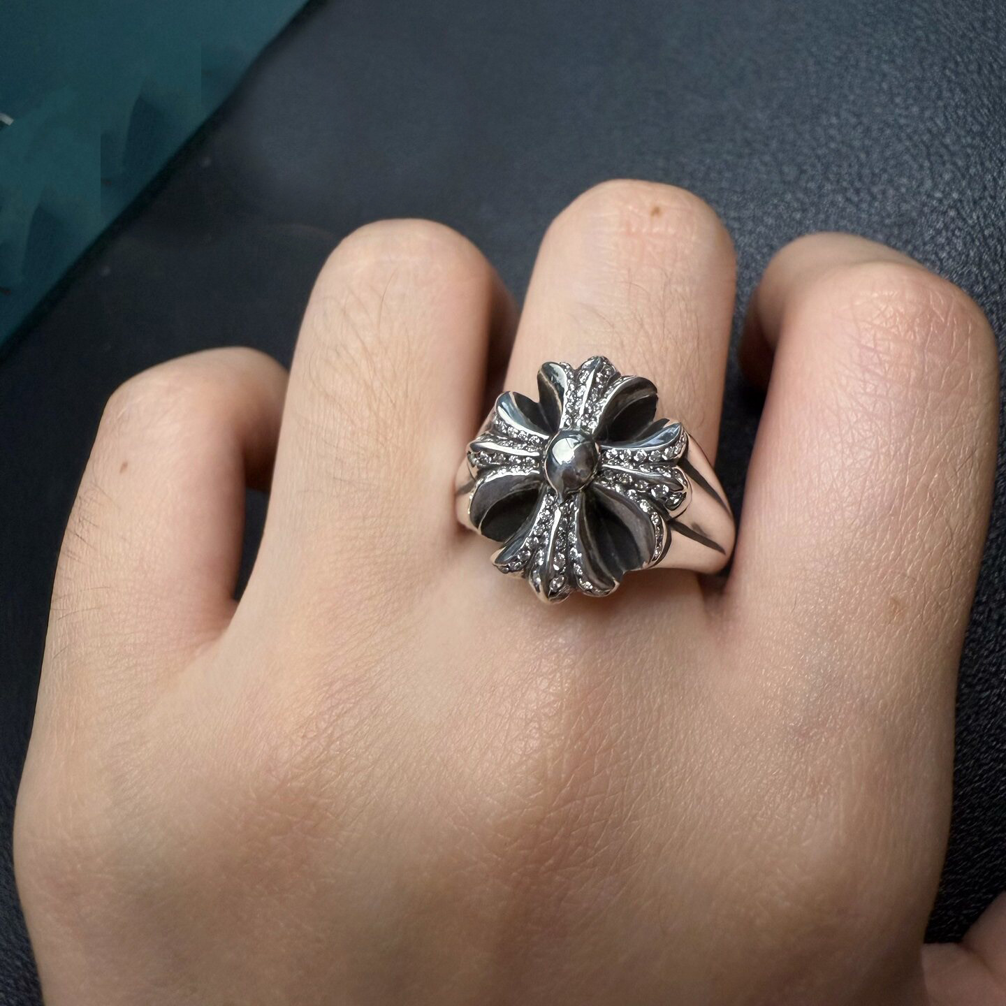 Chrome Hearts Cross Ring - Gothic 925 Sterling Silver Jewelry | David Studio