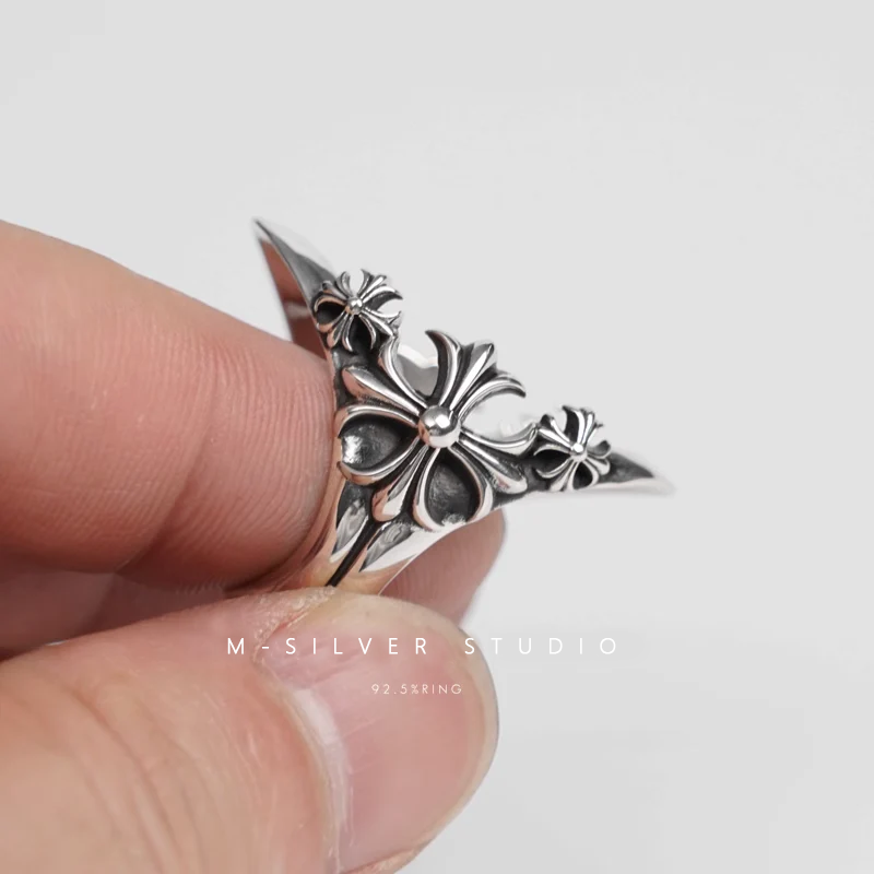 Chrome Hearts Cross Ring - Gothic 925 Sterling Silver Jewelry | David Studio