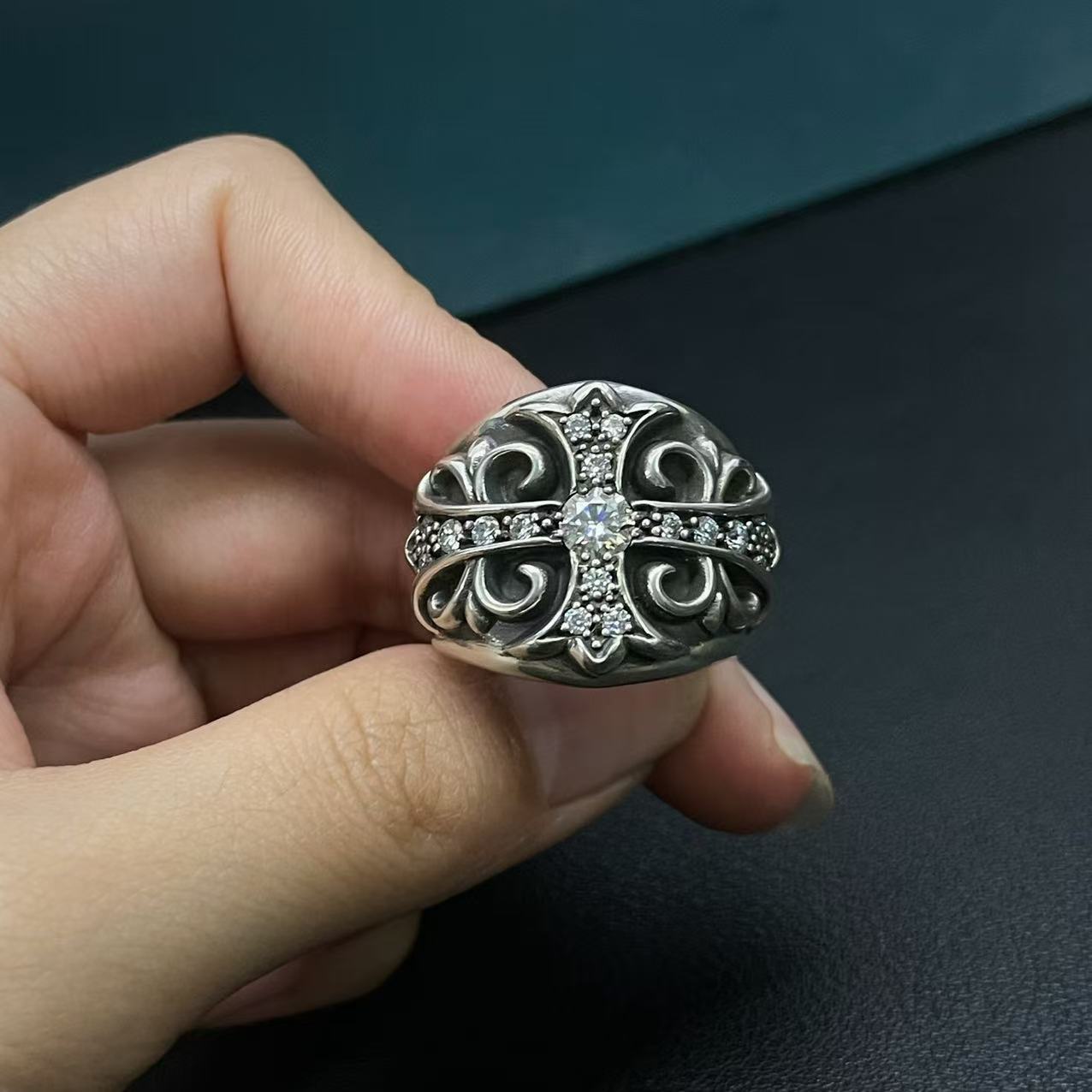 Chrome Hearts Cross Ring - Gothic 925 Sterling Silver Jewelry | David Studio