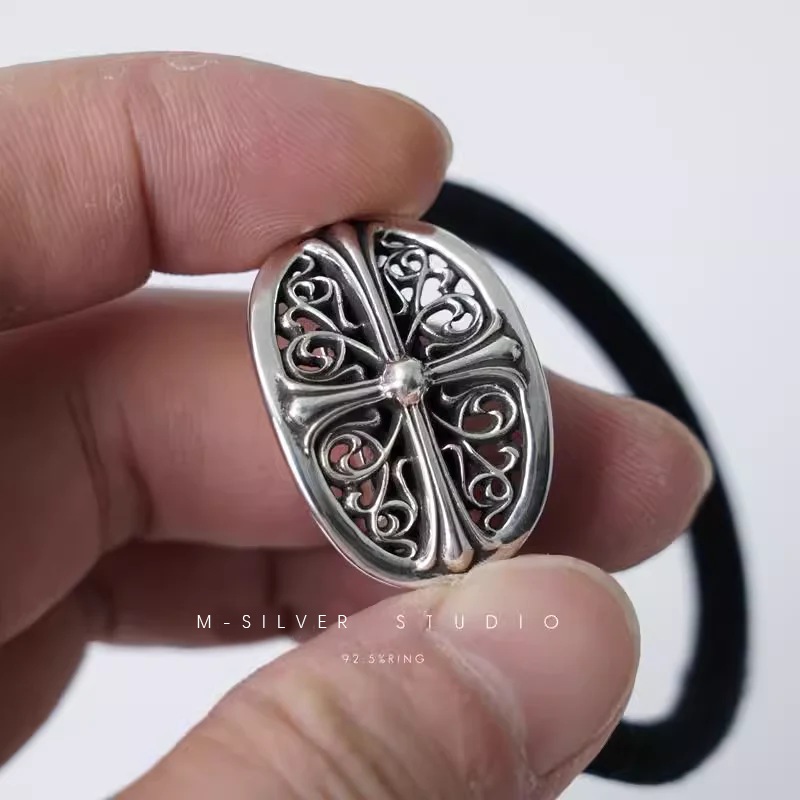 Chrome Hearts Cross Ring - Gothic 925 Sterling Silver Jewelry | David Studio