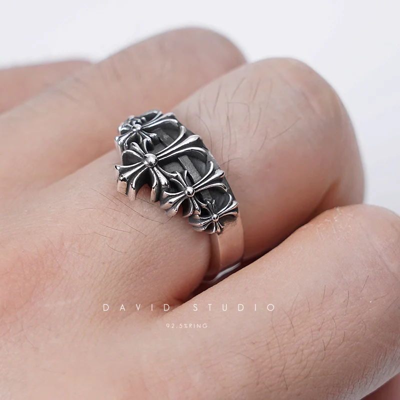 Chrome Hearts Cross Ring - Gothic 925 Sterling Silver Jewelry | David Studio