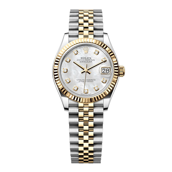 Rolex Datejust 31mm - Ref: 278273-0028 - White Mother-Of-Pearl Set With Diamonds Dial Oystersteel and 18k Yellow Gold Jubilee Bracelet
