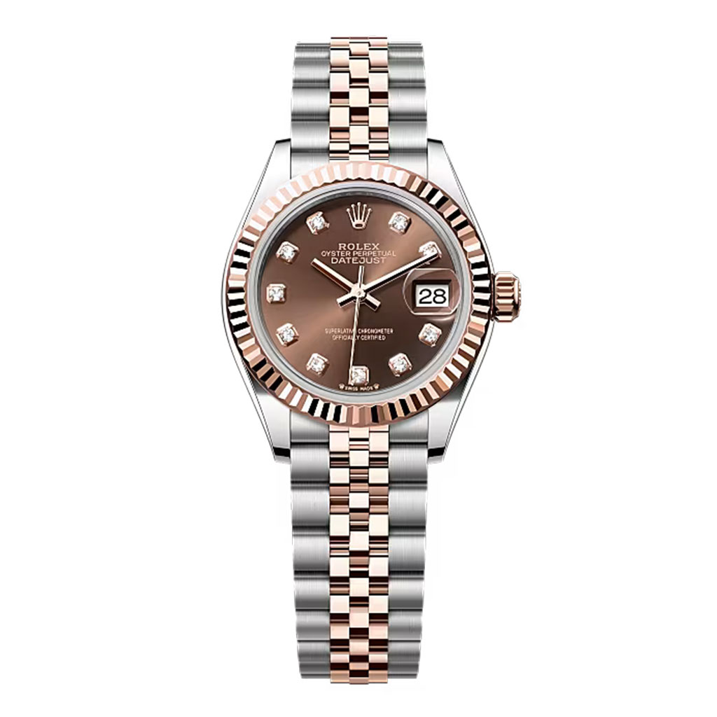 Rolex Lady-Datejust 28mm - Ref: 279171-0011 - Chocolate Diamond Dial, Two Tone Stainless Steel & 18K Rose Gold Jubilee Bracelet Women's Watch