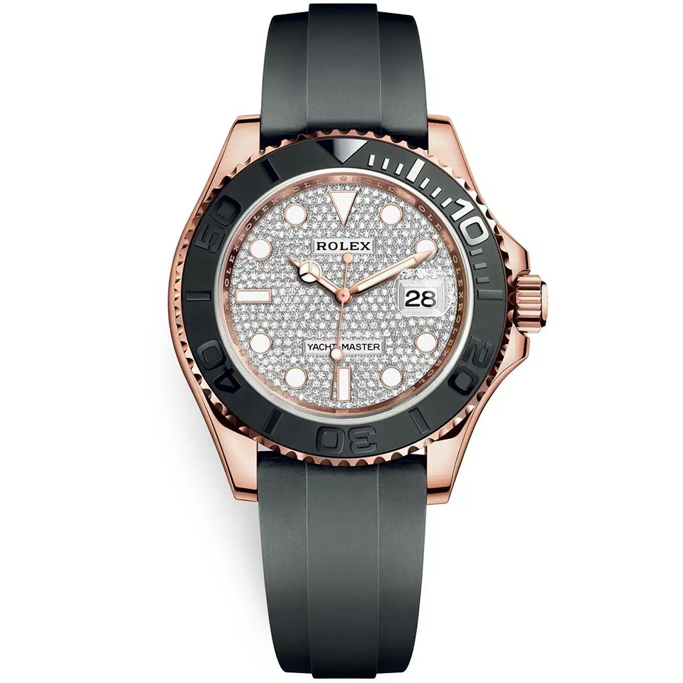 brand Yacht Master 1 Golden Diamond Dial Rubber Strap 40mm luxury watch for sale – NeveReL