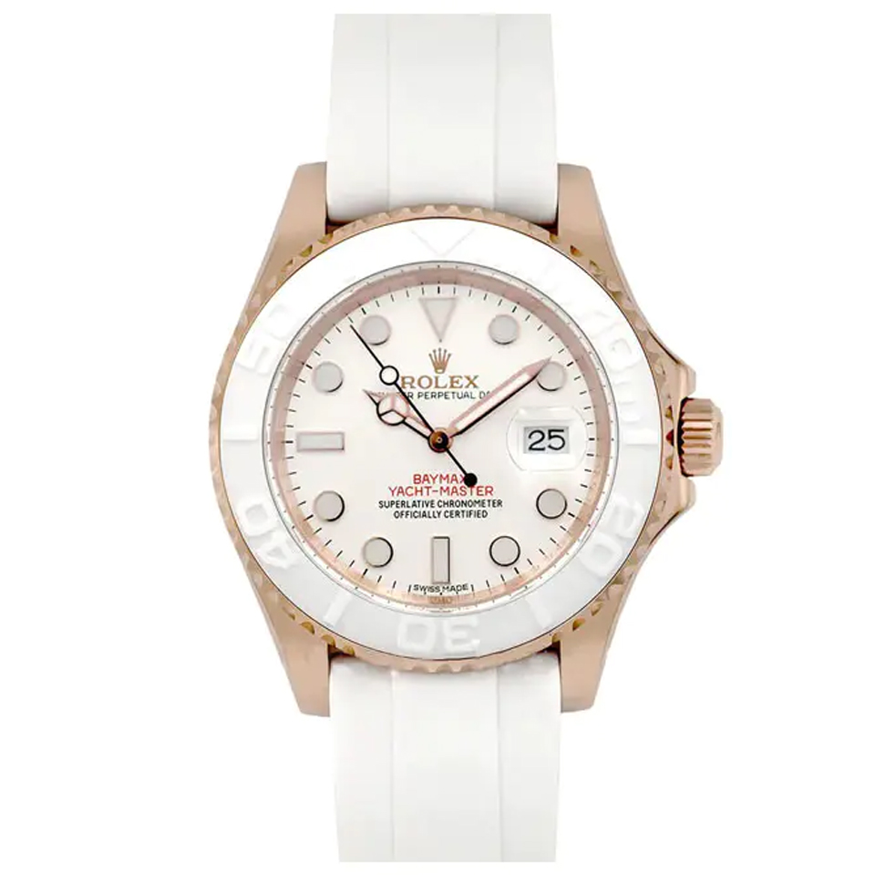 brand Yacht-Master 1 Baymax Rose Gold Mix White Rubber Strap 40mm luxury watch for sale – NeveReL