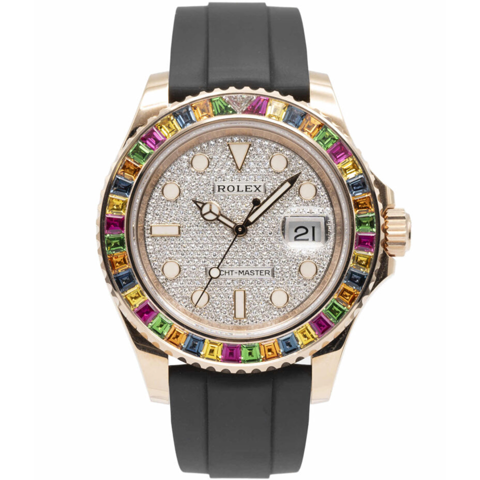 brand Yacht-Master 1 Golden Diamond Bezel & Dial Rubber Strap 40mm luxury watch for sale – NeveReL