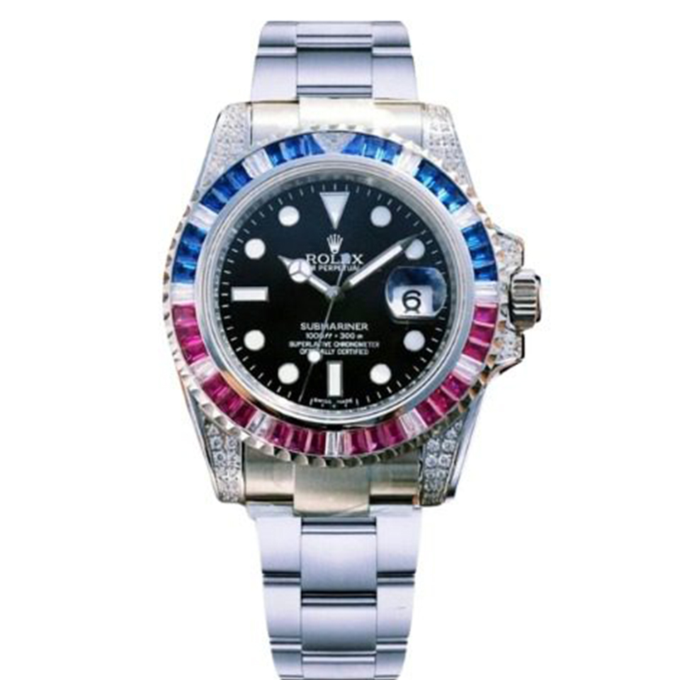 brand Submariner Silver Blue / Red Diamond 40mm luxury watch for sale – NeveReL