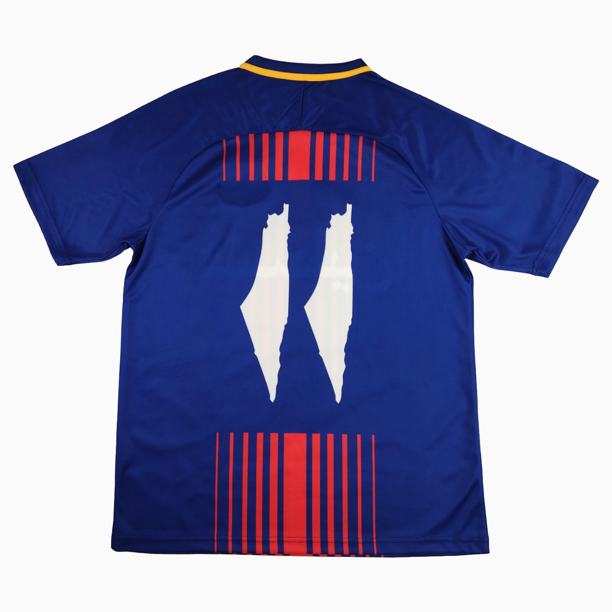 unitedfutballjersey-FC Palestina 24-25 Blue and Red Striped Jersey with Arabic and Pattern