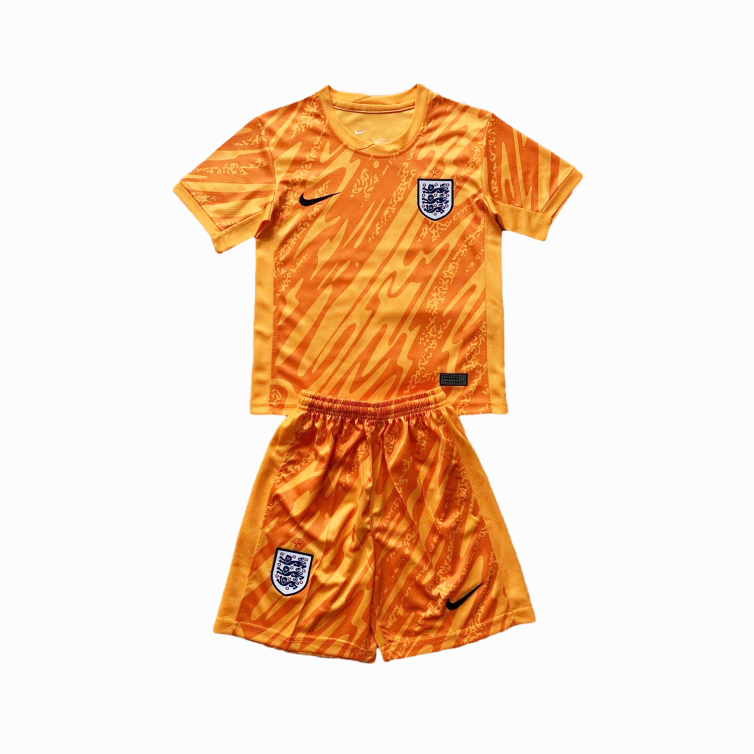 ManixJersey.com | England 2024 Goalkeeper Kids Kit - Orange -Customize Name, Number and Patch | Worldwide Shipping