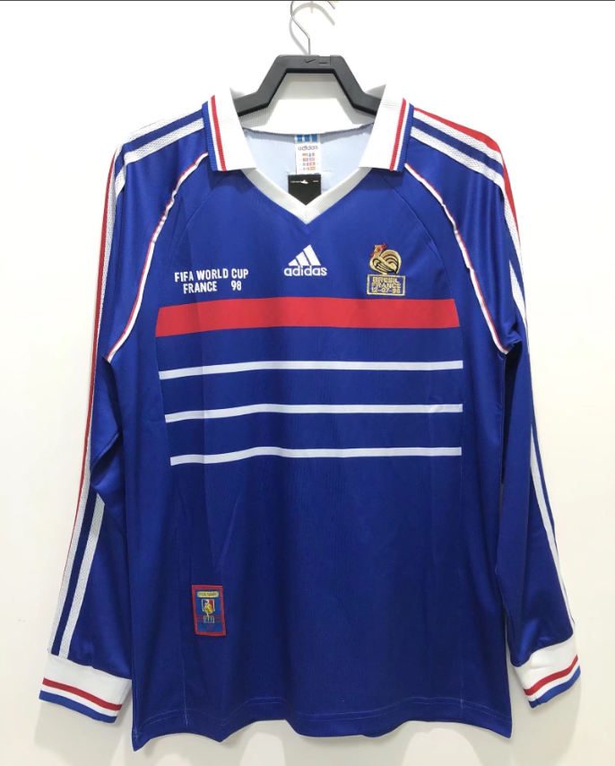 1998 long sleeves France Home soccer jersey-Retro version: Ajax 24-25 Home Stadium Jersey - Fans Version : Adidas luxuryfootballshirts.com: https://www.luxuryfootballshirts.com/