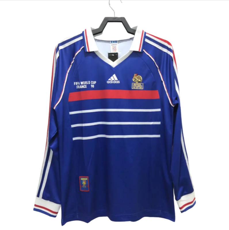 1998 long sleeves France Home soccer jersey-Retro version: Ajax 24-25 Home Stadium Jersey - Fans Version : Adidas luxuryfootballshirts.com: https://www.luxuryfootballshirts.com/