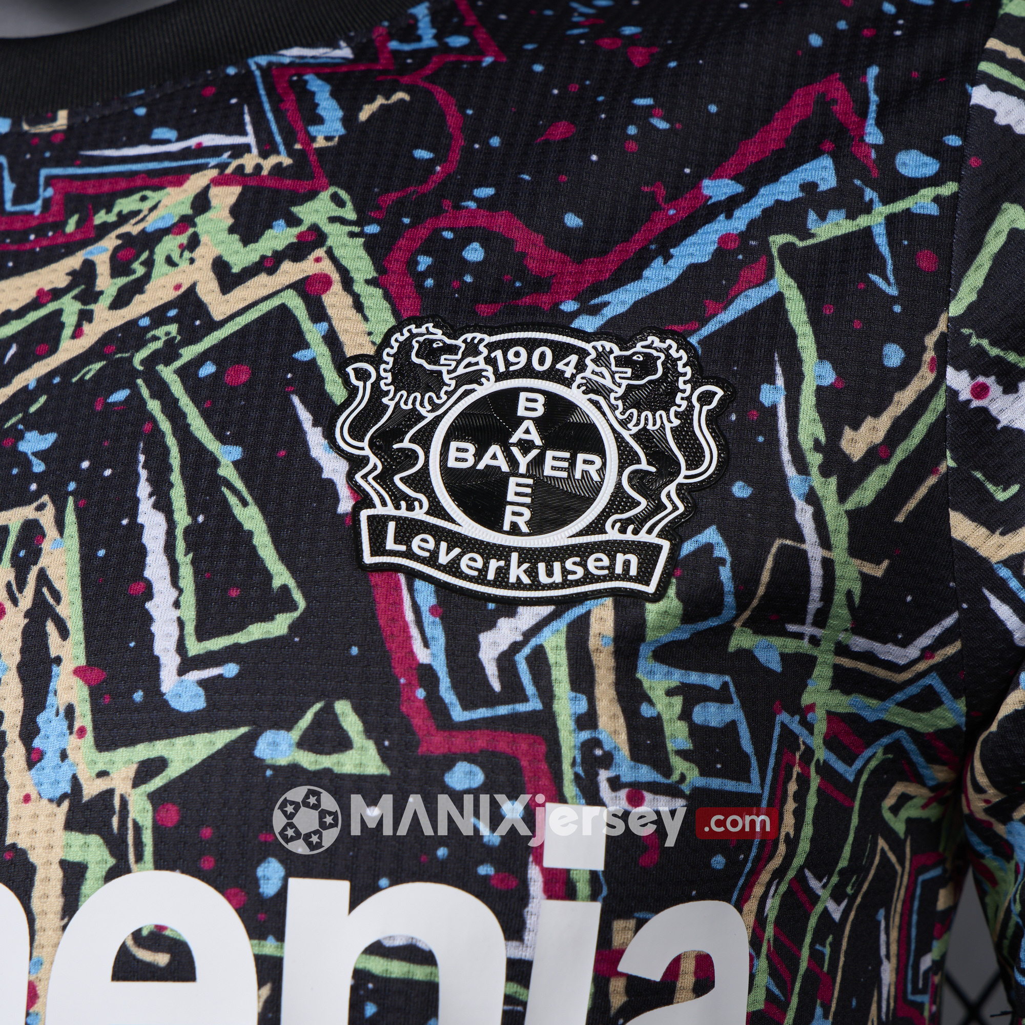 ManixJersey.com | Bayer 04 Leverkusen 24-25 Black Graffiti Special Edition Jersey - Player Version -Customize Name, Number and Patch | Worldwide Shipping