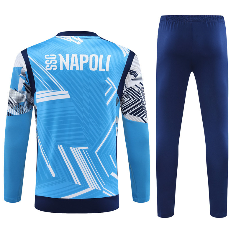 JerseysGala.com | Napoli 24-25 Pre-Match Long Sleeve Training Set - Light Blue Top and Deep Blue Pants -Customize Name, Number and Patch | Worldwide Shipping