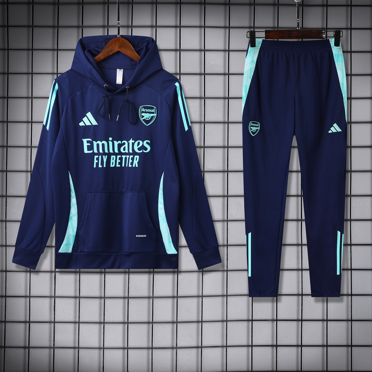ManixJersey.com | Arsenal 24-25 Training Hoodie Set - Royal Blue Hoodie and Pants -Customize Name, Number and Patch | Worldwide Shipping