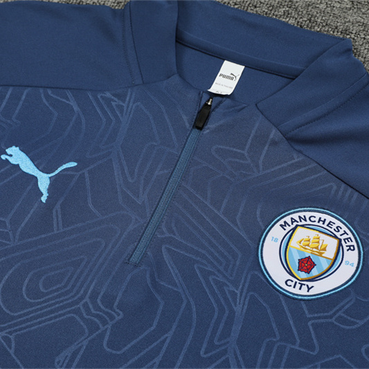 JerseysGala.com | Manchester City 24-25 Long Sleeve Training Set - Deep Blue -Customize Name, Number and Patch | Worldwide Shipping