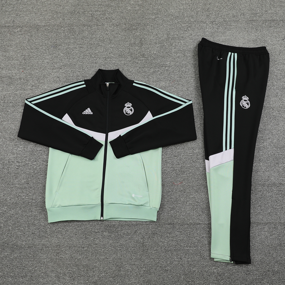 JerseysGala.com | Real Madrid 24-25 Originals LFSTLR Jacket Training Tracksuit - Black and Light Green -Customize Name, Number and Patch | Worldwide Shipping