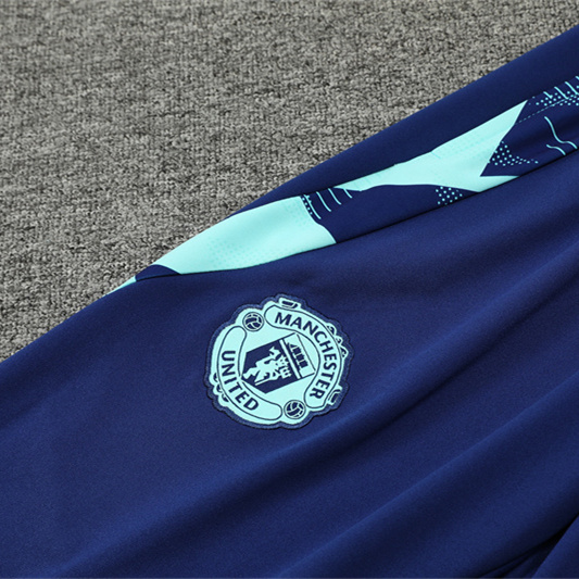 JerseysGala.com | Manchester United 24-25 Long Sleeve Training Set - Lake Blue -Customize Name, Number and Patch | Worldwide Shipping