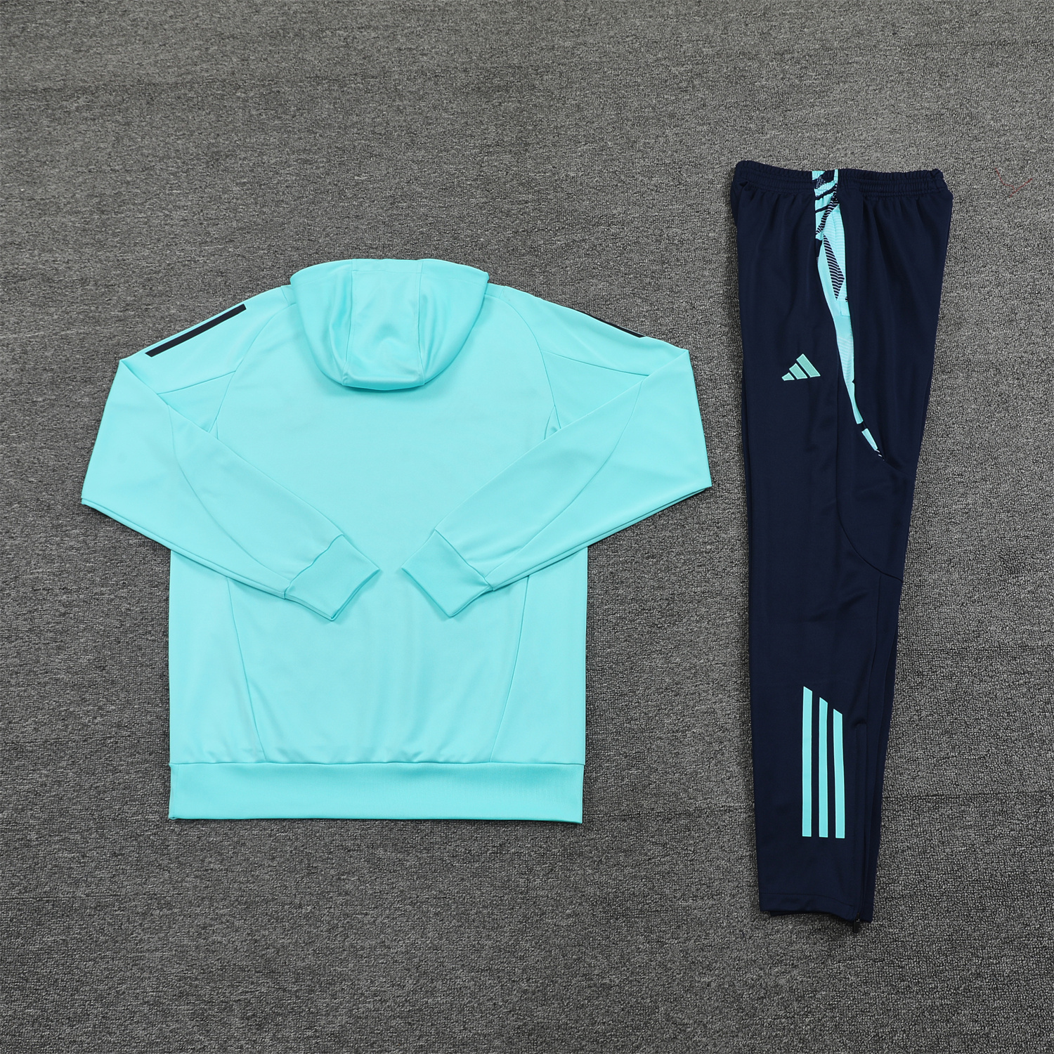 JerseysGala.com | Real Madrid 24-25 Training Hoodie Set - Cyan Hoodie and Deep Blue Pants -Customize Name, Number and Patch | Worldwide Shipping