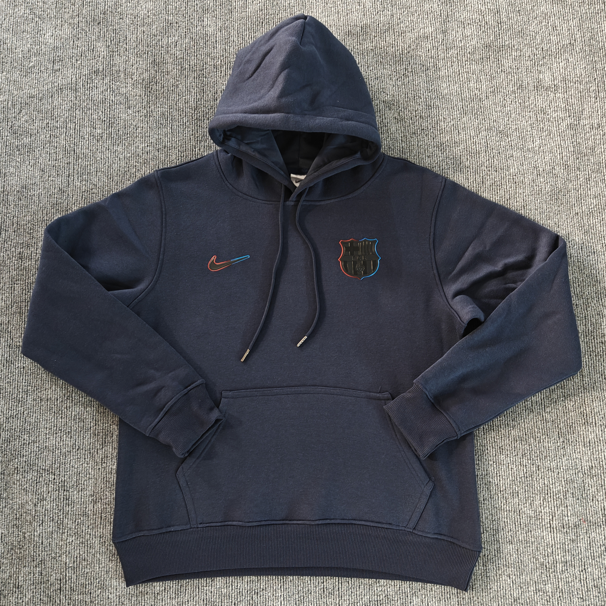 ManixJersey.com | Barcelona 24-25 Black Team Badge Hoodie - Deep Blue -Customize Name, Number and Patch | Worldwide Shipping