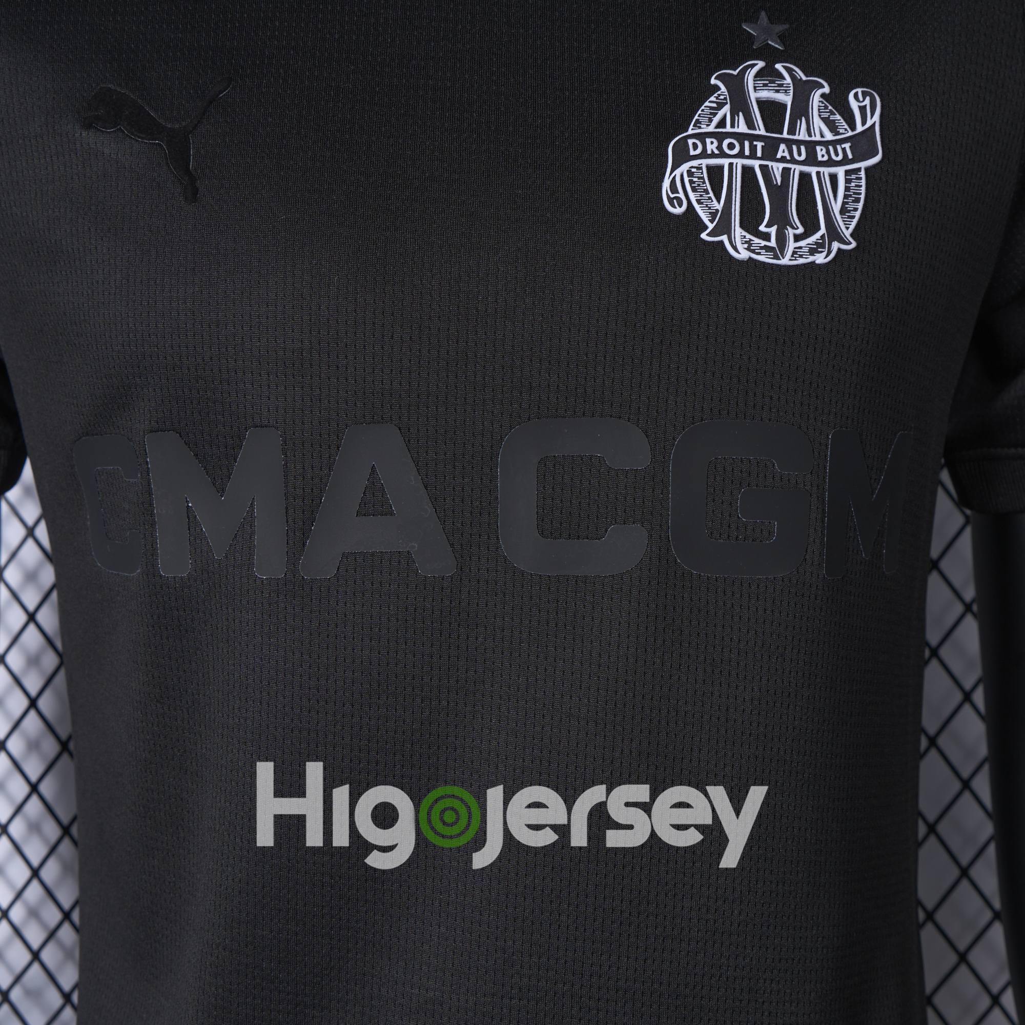 Higojerseys-Marseille 24-25 125th Anniversary Black Jersey - Player Version