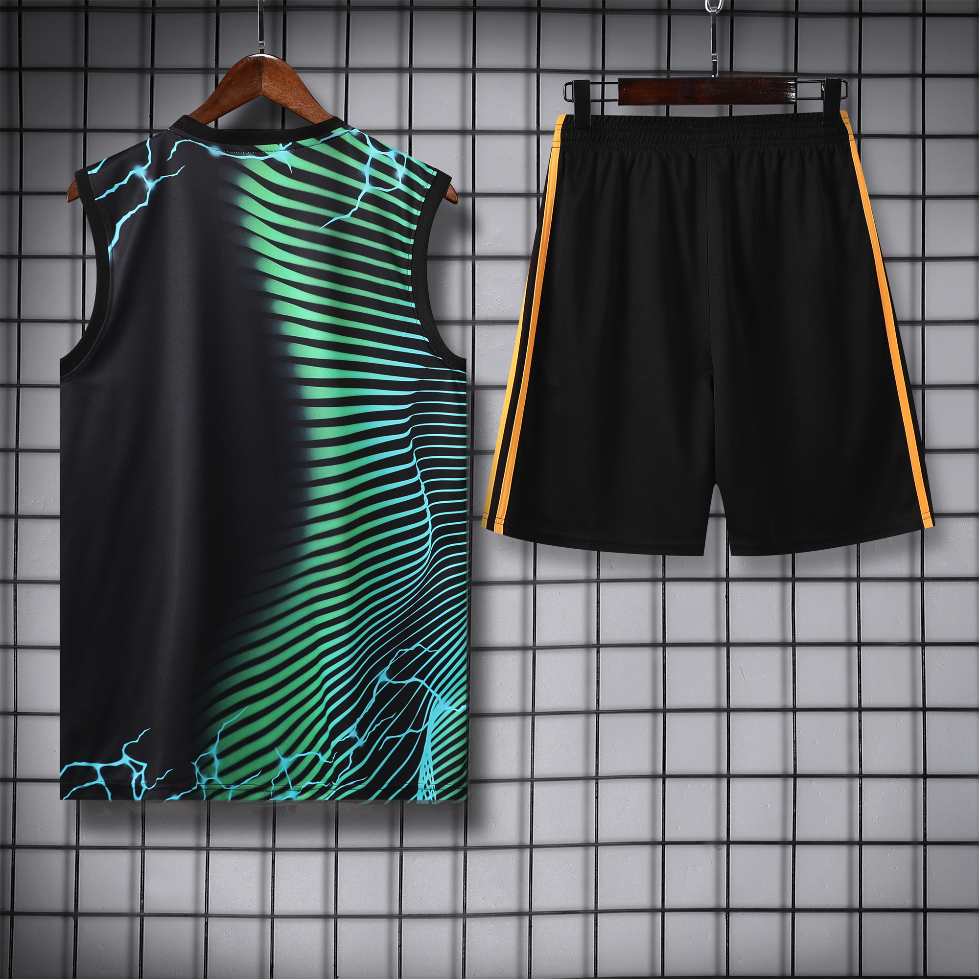 JerseysGala.com | Real Madrid 24-25 Vest Training Set - Green & Black Leopard -Customize Name, Number and Patch | Worldwide Shipping