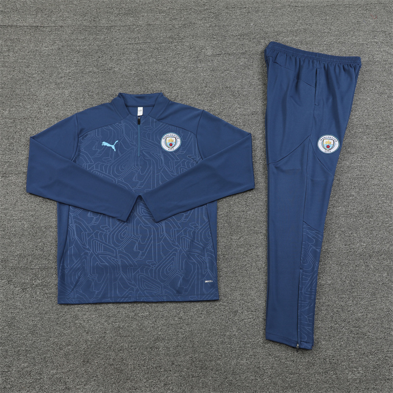 JerseysGala.com | Manchester City 24-25 Long Sleeve Training Set - Deep Blue -Customize Name, Number and Patch | Worldwide Shipping