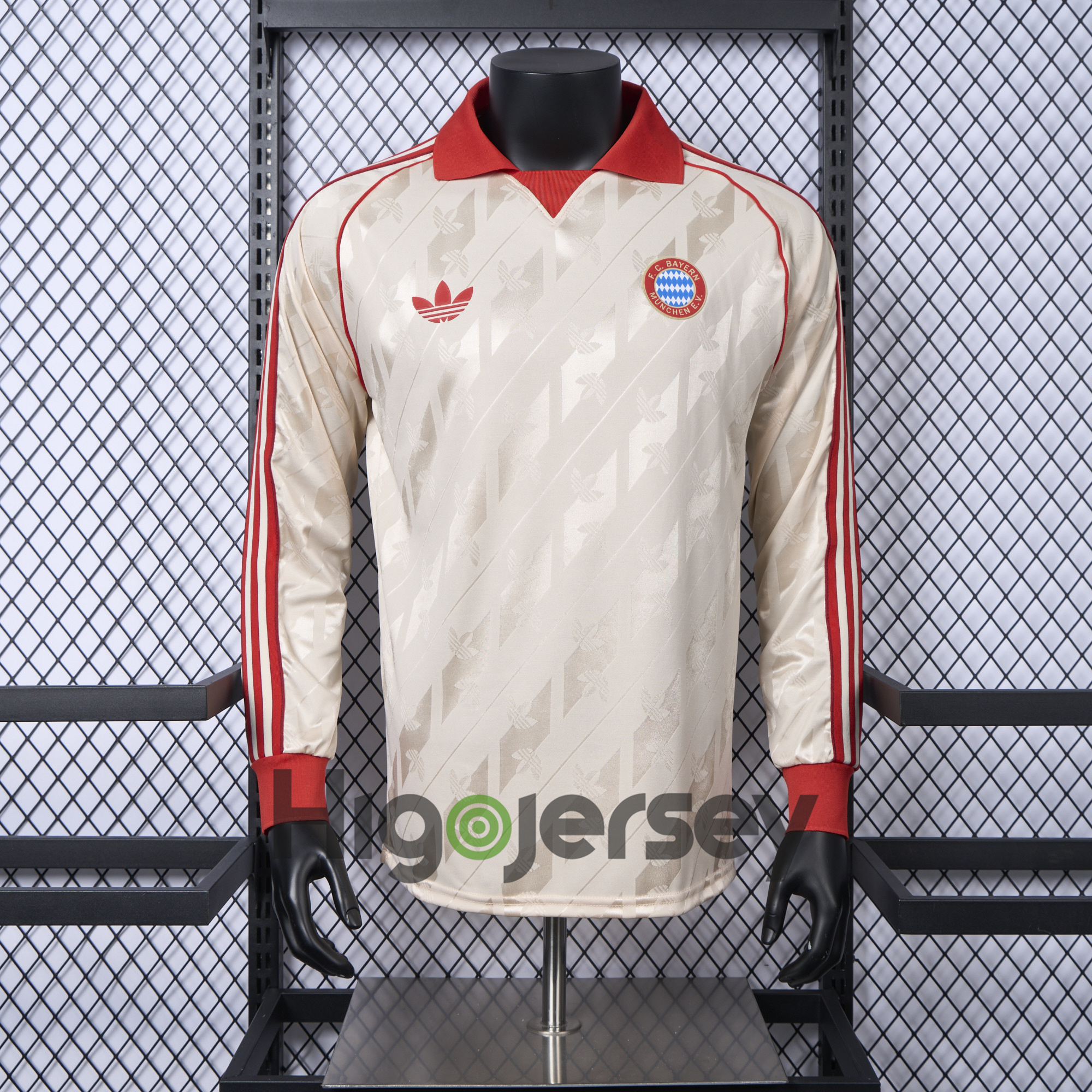 Higojerseys-Bayern Munich 24-25 Originals LFSTLR Long Sleeve Off White Jersey - Player Version