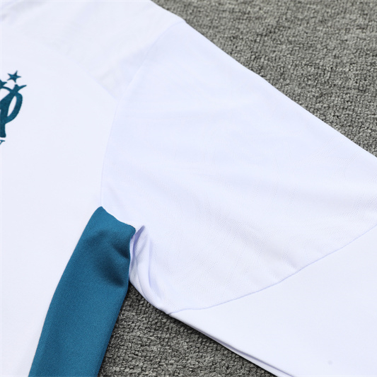 JerseysGala.com | Marseille 24-25 Long Sleeve Training Set - White -Customize Name, Number and Patch | Worldwide Shipping