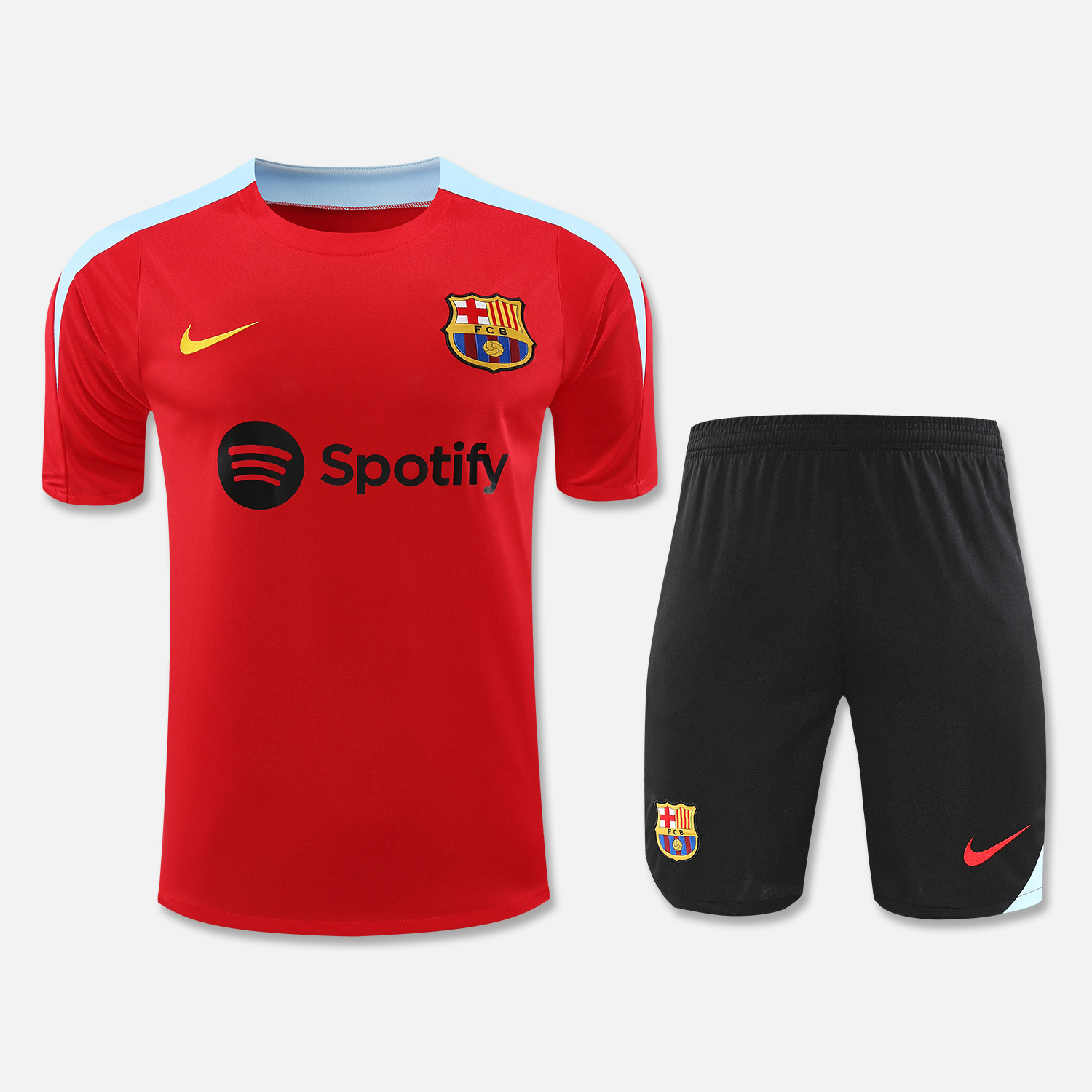 ManixJersey.com | Barcelona 24-25 Short-Sleeve Training Set - Red Top & Black Shorts -Customize Name, Number and Patch | Worldwide Shipping