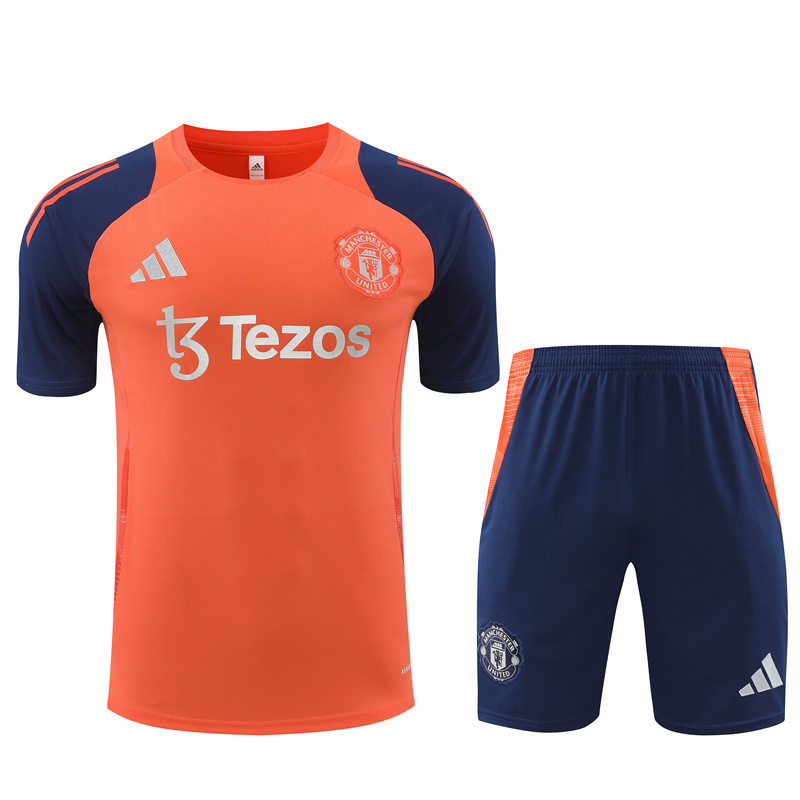 ManixJersey.com | Manchester United 24-25 Short-Sleeve Training Kids Kit - Orange -Customize Name, Number and Patch | Worldwide Shipping