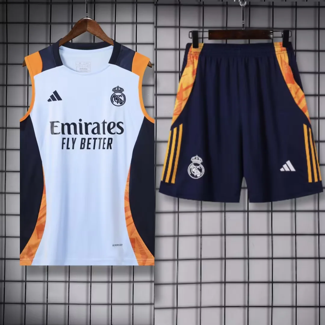 JerseysGala.com | Real Madrid 24-25 Vest Training Set - Light Blue -Customize Name, Number and Patch | Worldwide Shipping