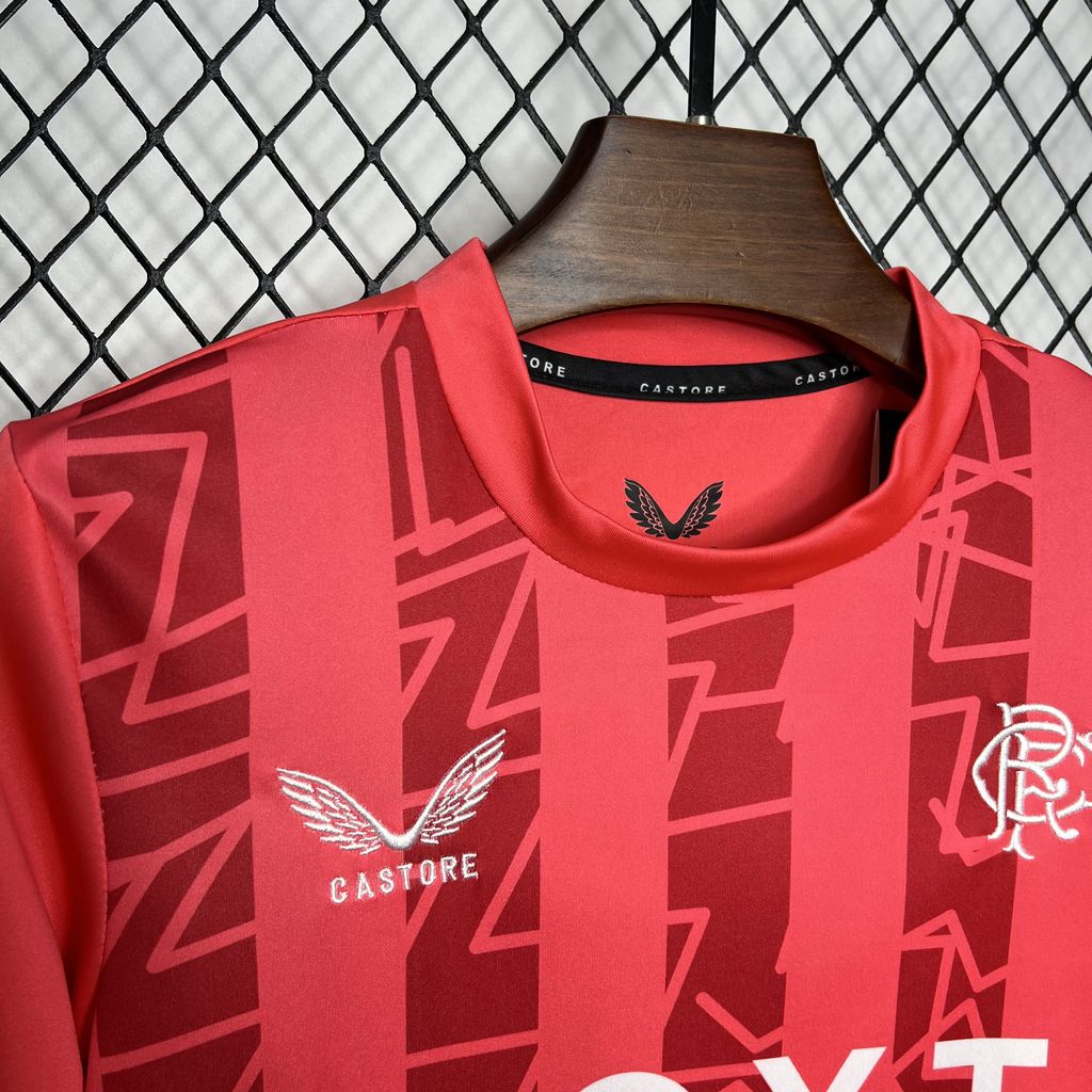 unitedfutballjersey-Glasgow Rangers 24-25 Red Goalkeeper Kids Kit
