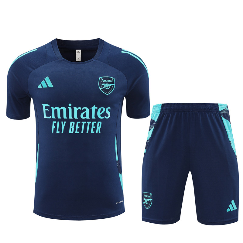 ManixJersey.com | Arsenal 24-25 Short-Sleeve Training Kids Kit - Deep Blue -Customize Name, Number and Patch | Worldwide Shipping