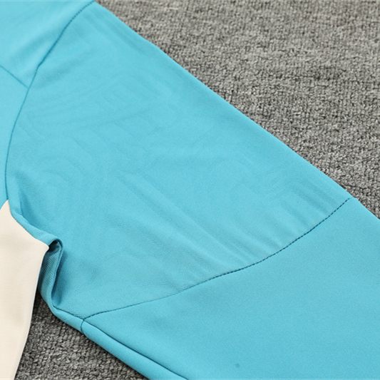 JerseysGala.com | Marseille 24-25 Long Sleeve Training Set - Lake Blue -Customize Name, Number and Patch | Worldwide Shipping