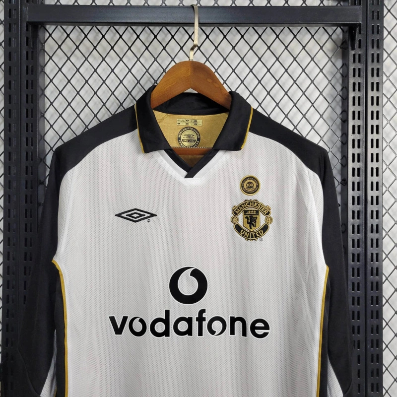 SIUjerseys-Retro Manchester United 01-02 100th Anniversary Long Sleeve Special Edition Jersey